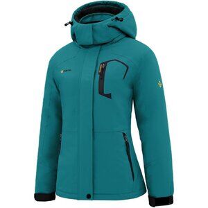 Women's Moon-blue Ski Snow Jacket Warm Winter Waterproof Jacket Hooded